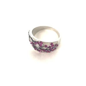 Cherry Blossom Branch Ring Silver-Tone Novelty